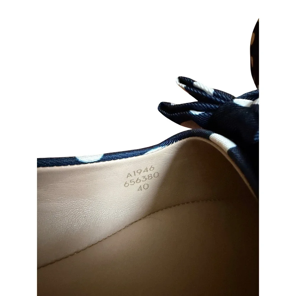 Boden Chisel Toe Navy White Polka Dot Bow Pointed Toe Flats A1946 40 - Picture 7 of 8